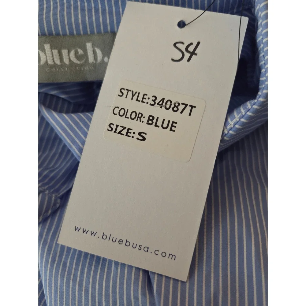 Western Women's blouse Sz Small BLUE B l/s Jewels Blue Pinstripe Button up NWT - Picture 12 of 13